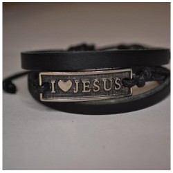 Pulseira "EU AMO JESUS" - 3 m 1 PRETA
